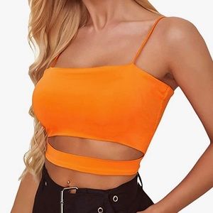 NEW- Orange Cut Out Cami Crop Top